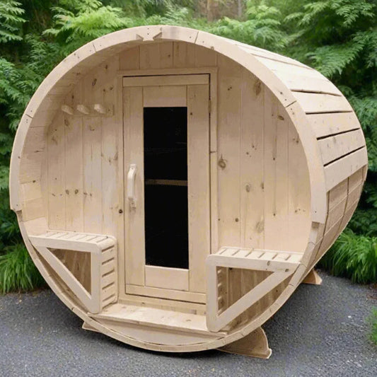 True North Canadian Made 4-6 Person 8' Long Outdoor Traditional Barrel Sauna