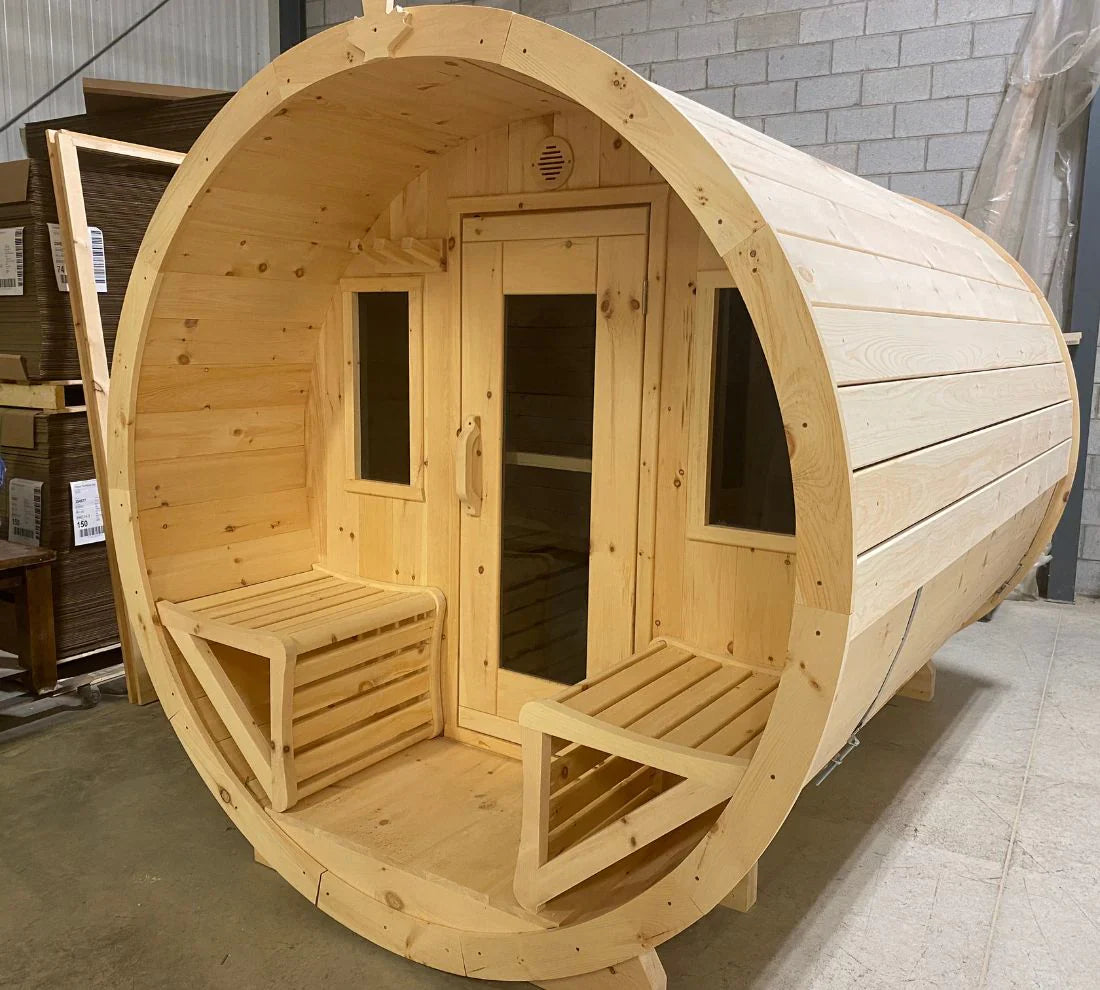 True North Canadian Made 2-4 Person 6' Long Outdoor Traditional Barrel Sauna