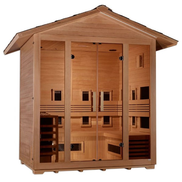 Golden Designs Gargellen 5 Person Hybrid Outdoor Sauna Canadian Hemlock